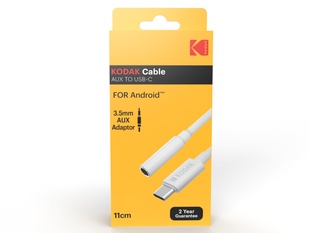 KODAK kabel Aux 3,5mm &lt;-&gt; USB C 10 cm, bílý